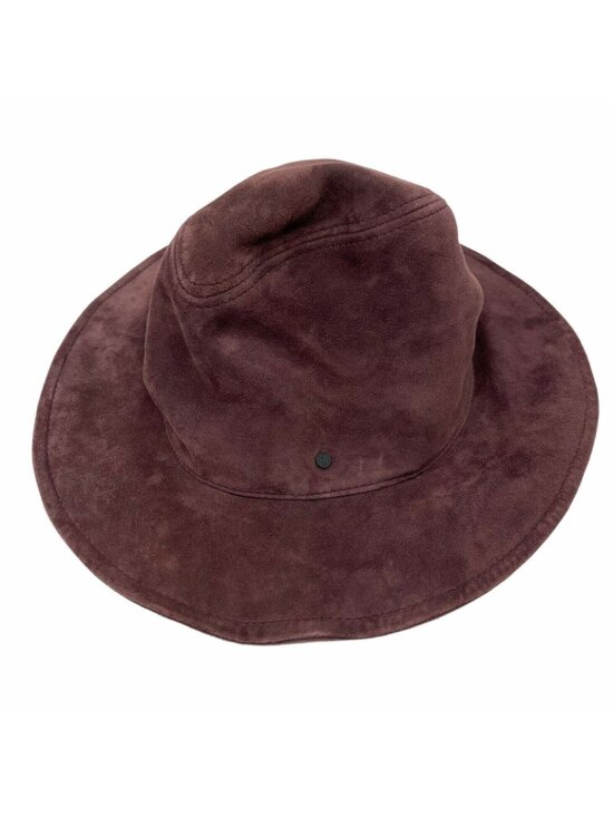 Maison Michel Suede Leather Bucket Hat M Dark Purple Aubergine